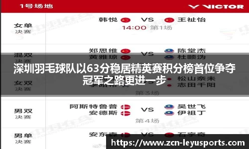 深圳羽毛球队以63分稳居精英赛积分榜首位争夺冠军之路更进一步